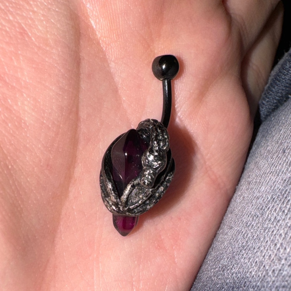 Black & Purple Crystal Dragon Belly Ring